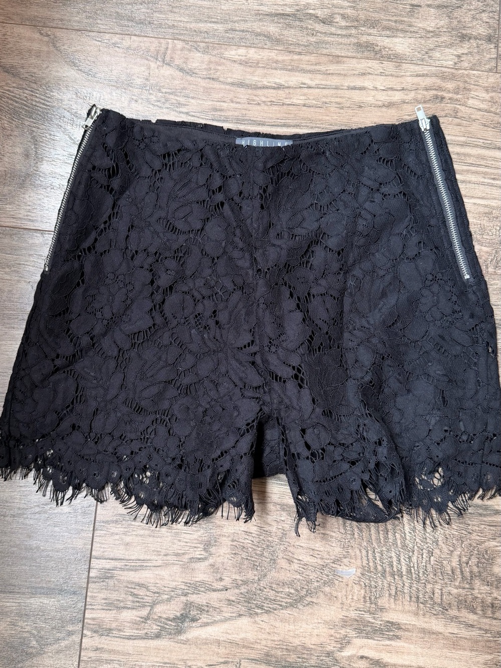 Black Lace Trim Women's Skort with Side Zippers